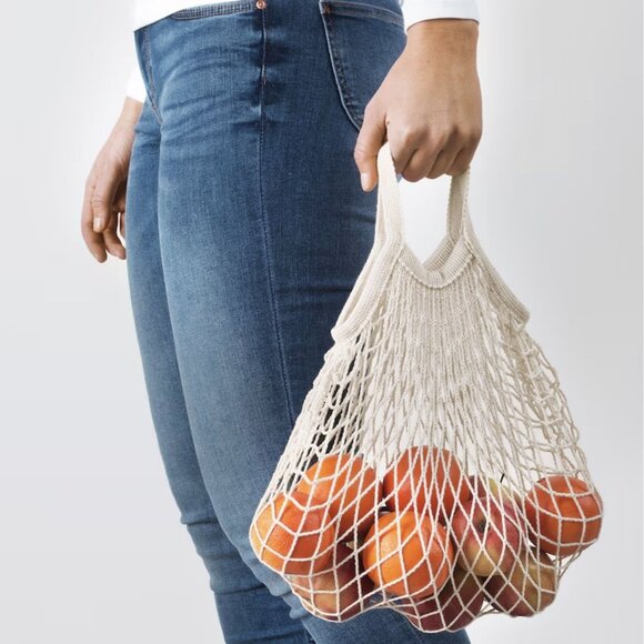 Mesh Bag Set 2 Ikea Natural Fiber Net Cotton Fabric Fruit Storage Organizer mq - Picture 4 of 6